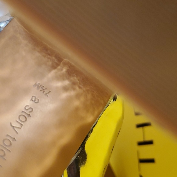 Avec Les Filles Metallic Silver Double  Buckle Mules Heels - Picture 9 of 11